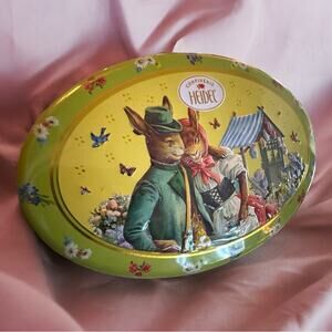 German Embossed Confiserie Heidel Easter Oval Tin. Easter Candy Tin. Tin Only